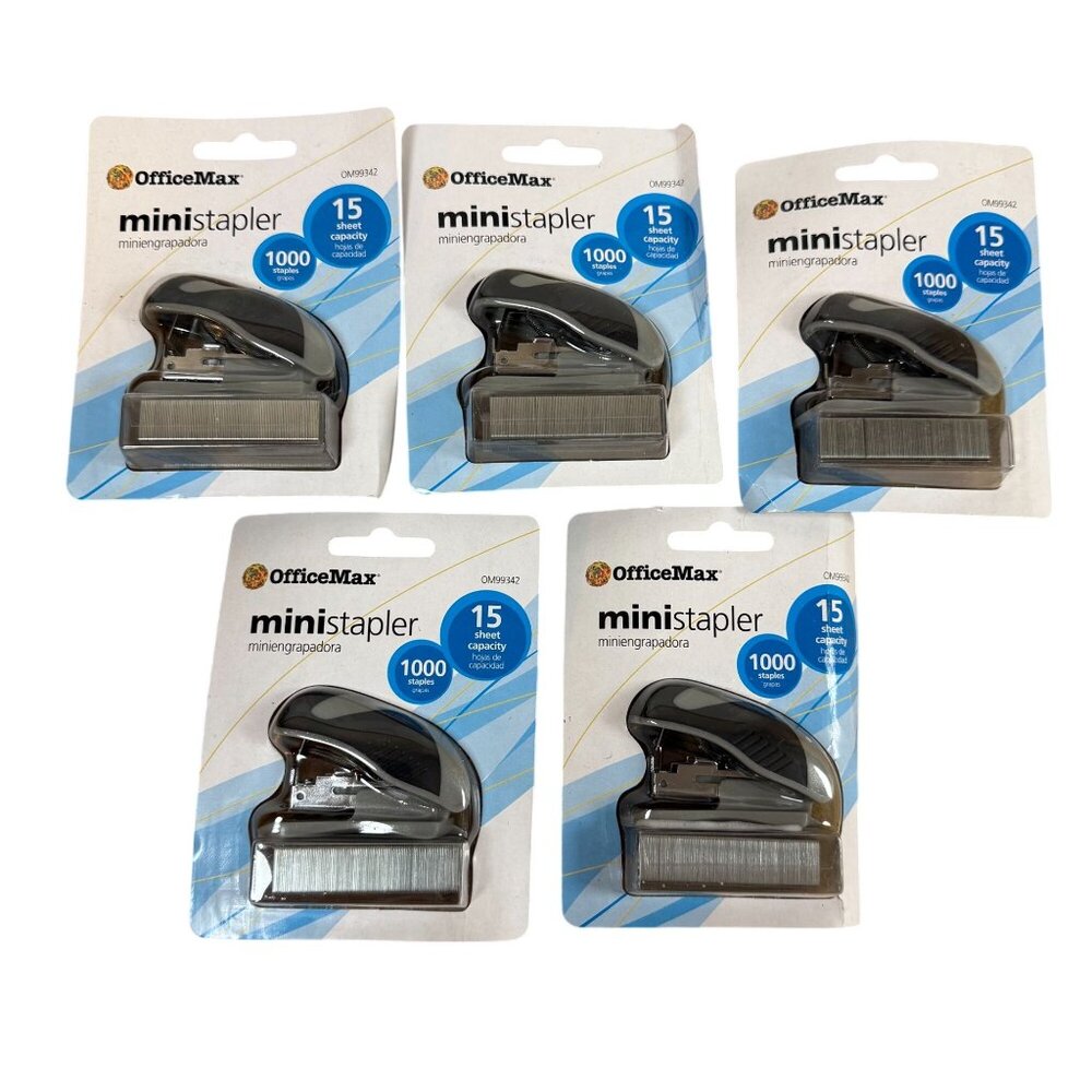 Lot of 5 OfficeMax Mini Staplers Party Favors Classroom Supplies Craft Party NIP